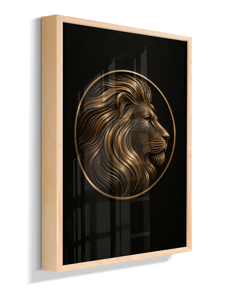 Leão em Linhas — Bronze e Preto