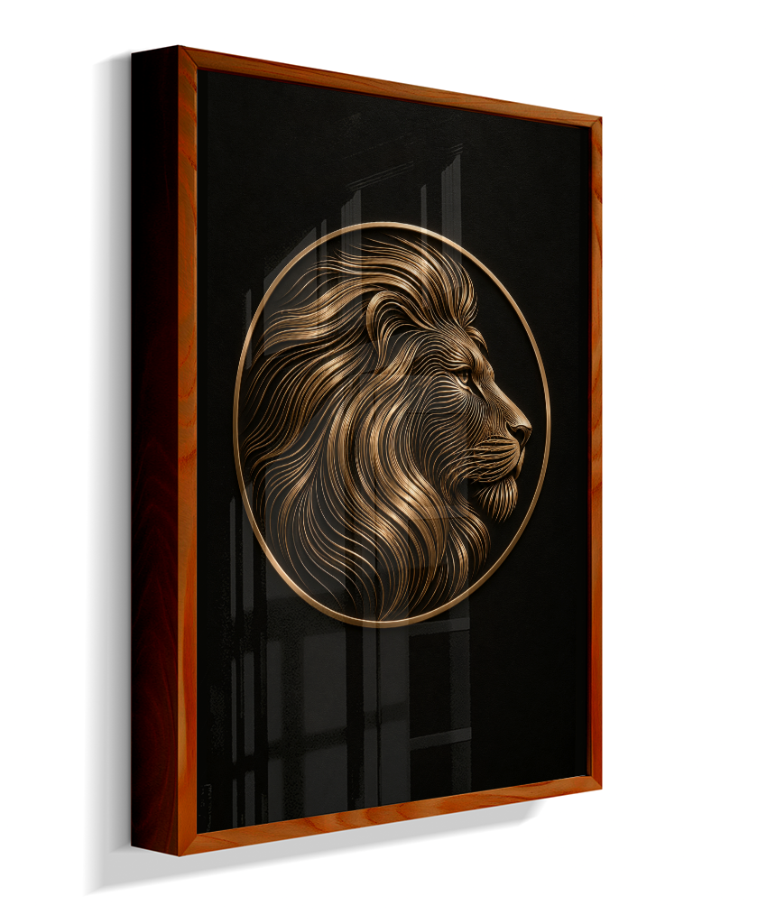 Leão em Linhas — Bronze e Preto