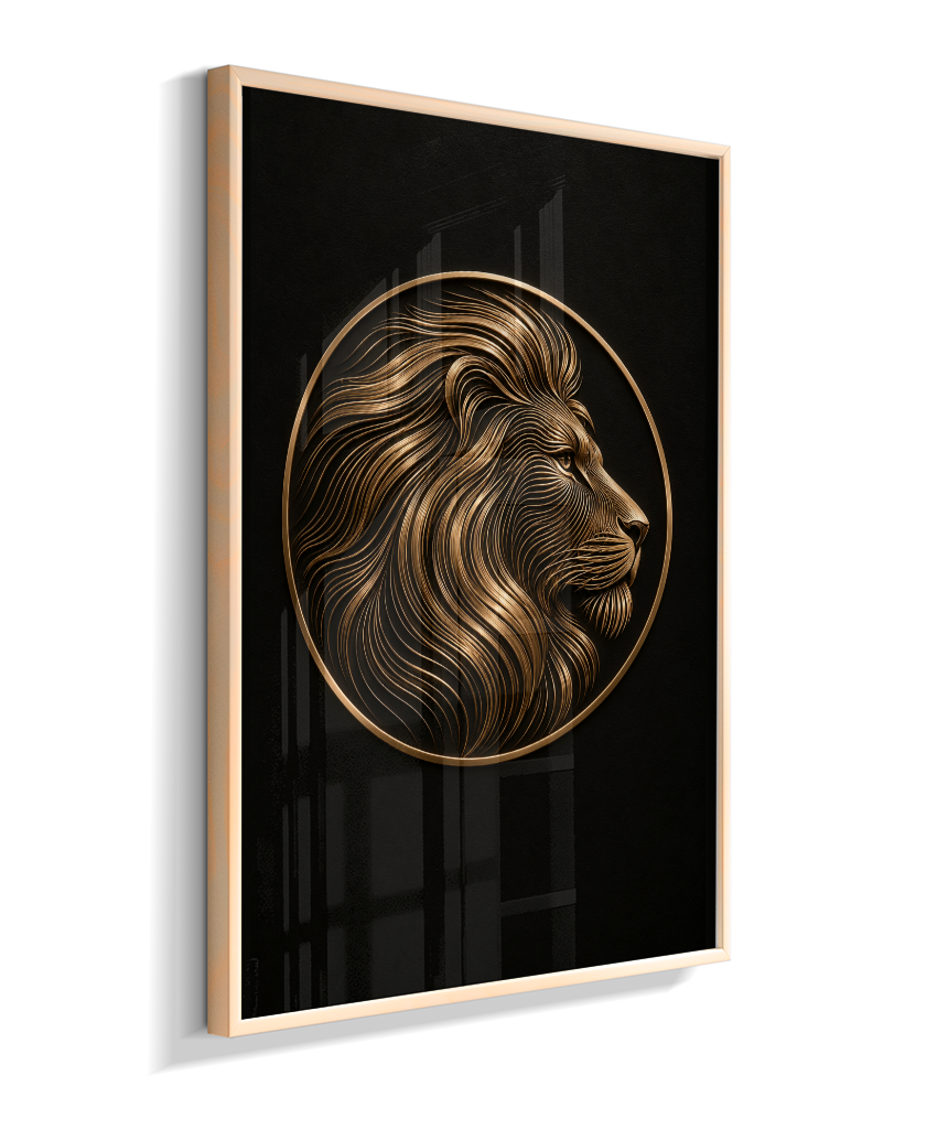 Leão em Linhas — Bronze e Preto