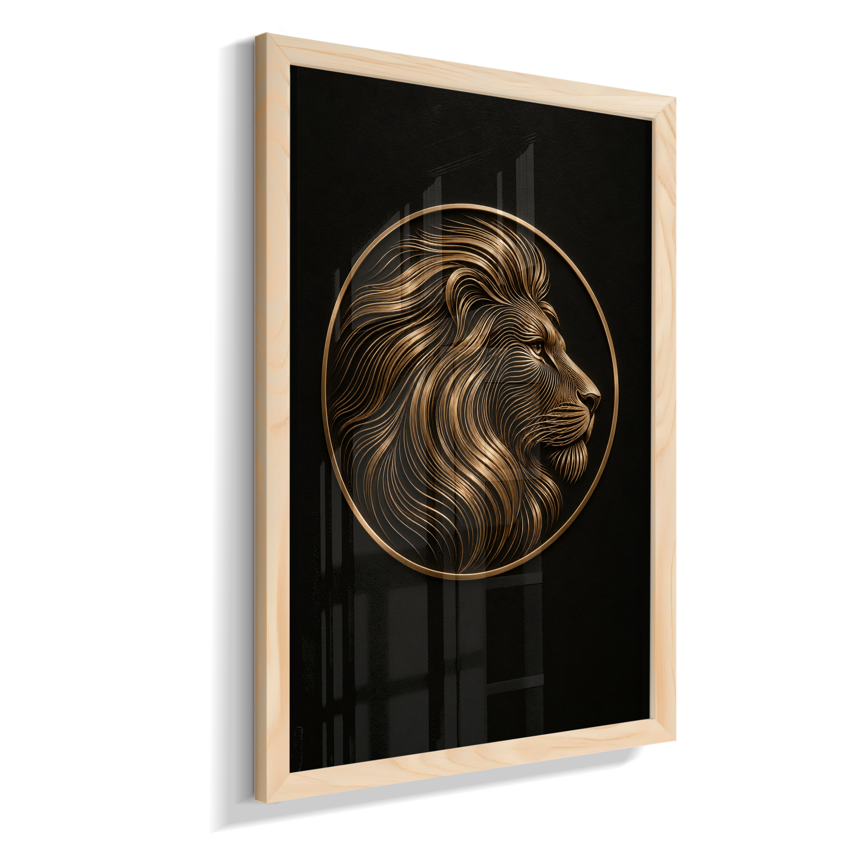 Leão em Linhas — Bronze e Preto