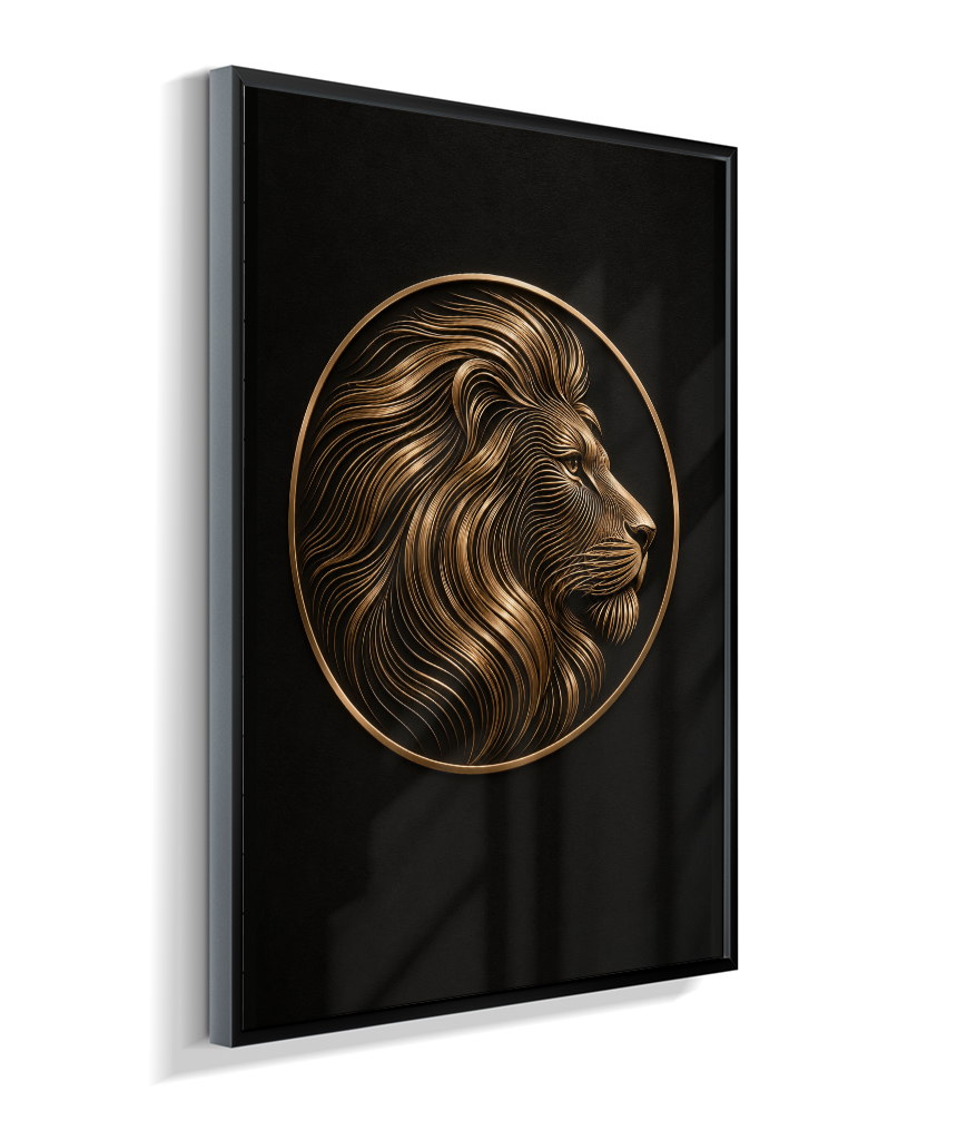 Leão em Linhas — Bronze e Preto