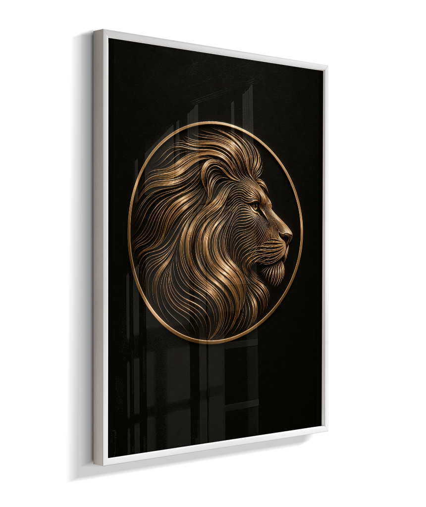 Leão em Linhas — Bronze e Preto