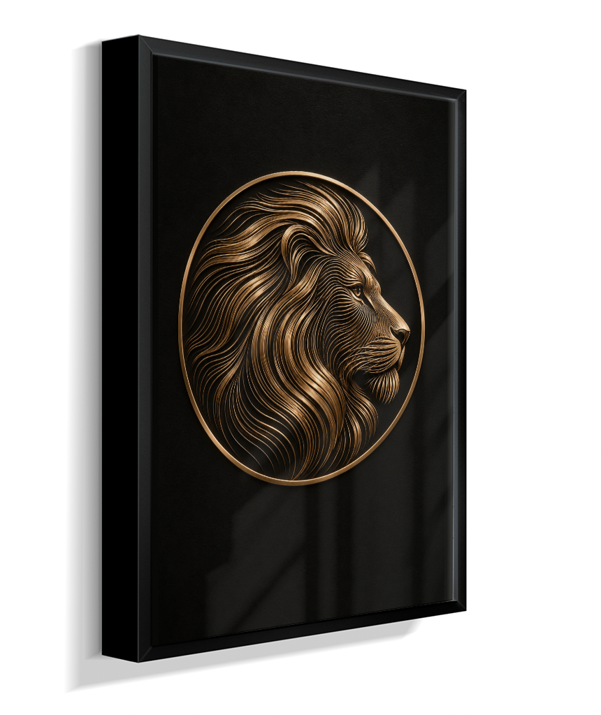 Leão em Linhas — Bronze e Preto