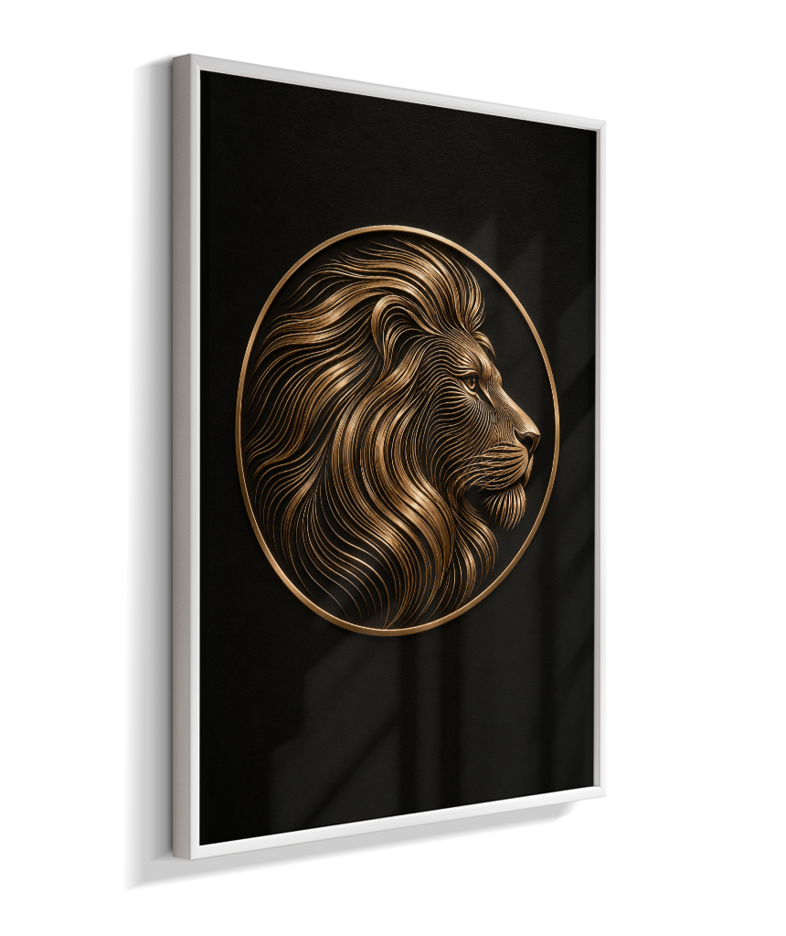 Leão em Linhas — Bronze e Preto