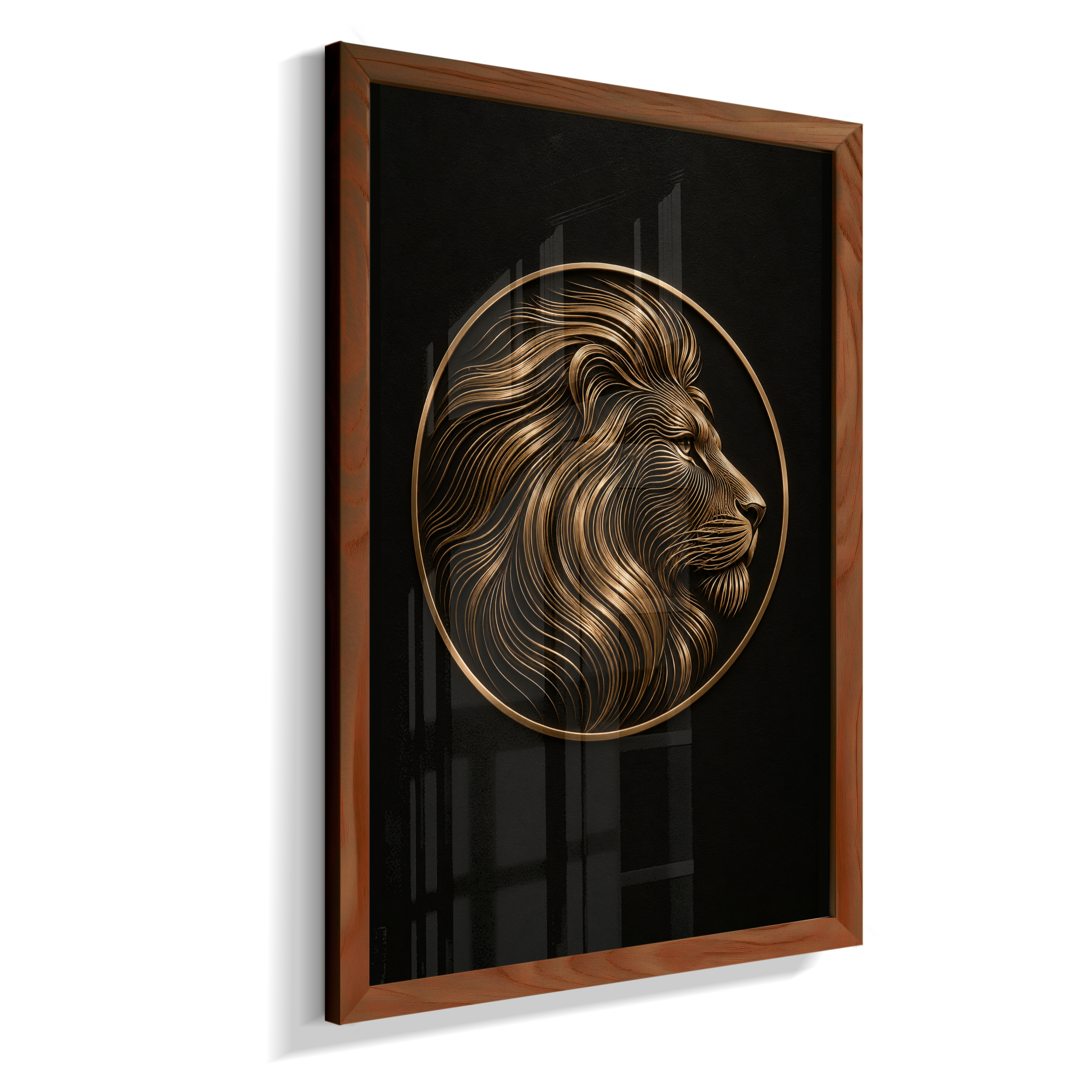 Leão em Linhas — Bronze e Preto