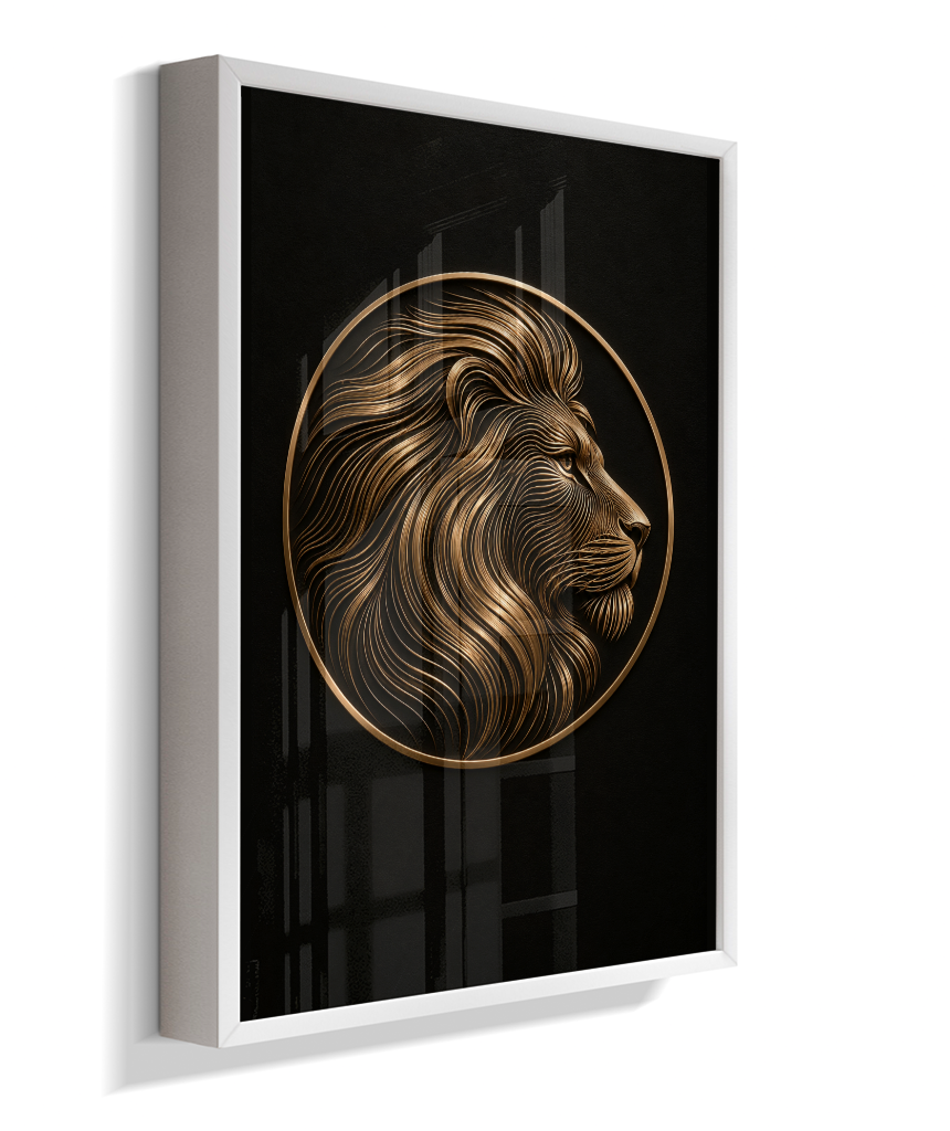 Leão em Linhas — Bronze e Preto