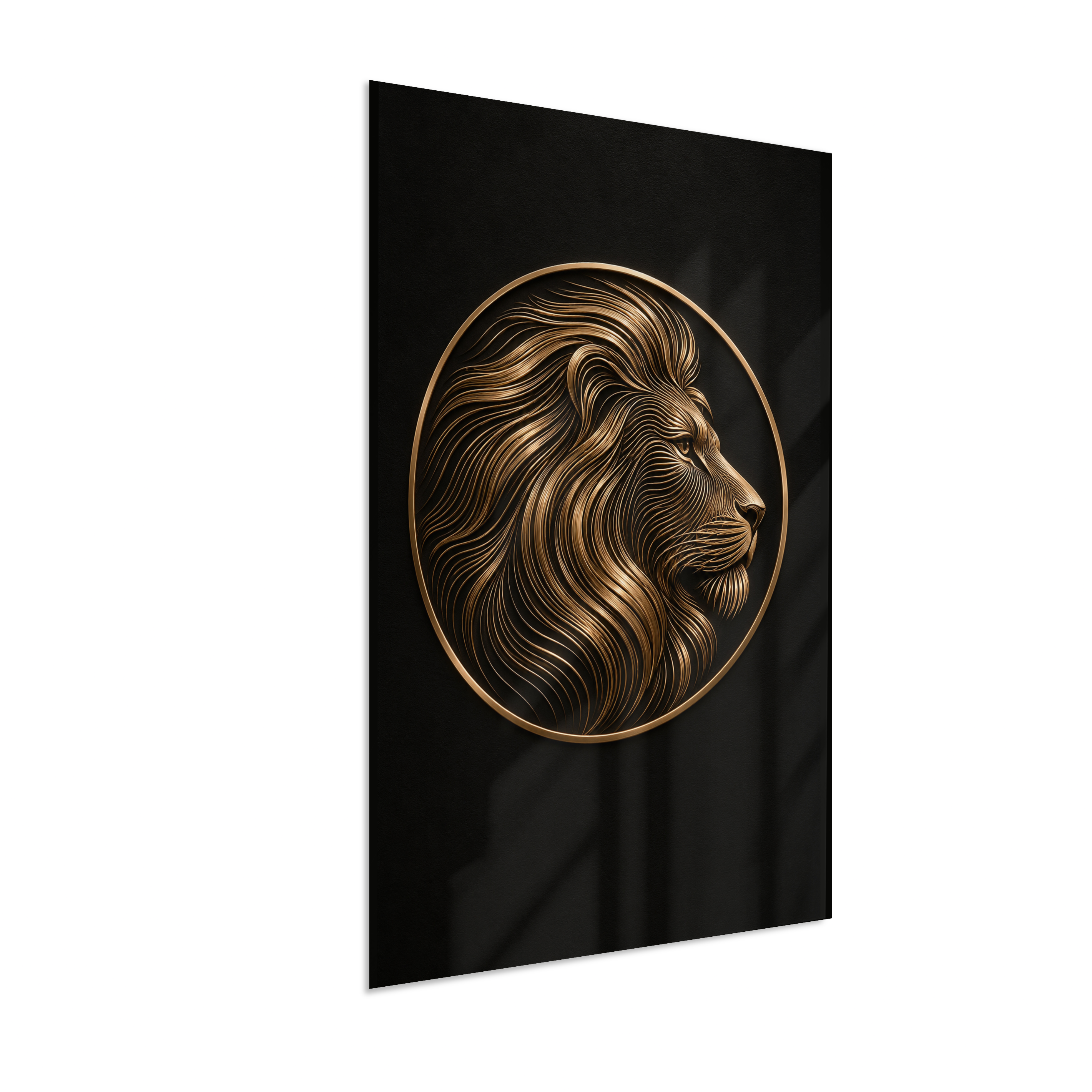 Leão em Linhas — Bronze e Preto