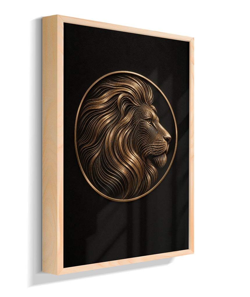 Leão em Linhas — Bronze e Preto