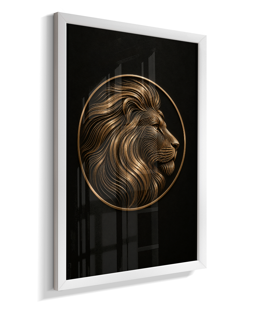 Leão em Linhas — Bronze e Preto