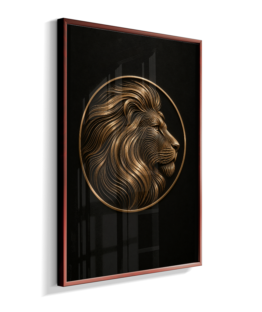 Leão em Linhas — Bronze e Preto