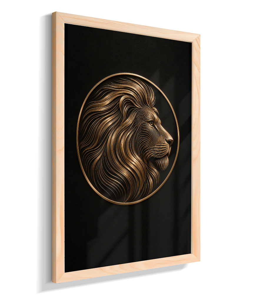 Leão em Linhas — Bronze e Preto