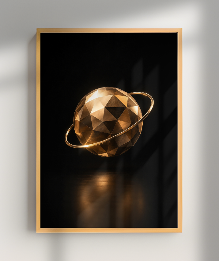 Esfera em Órbita — Bronze e Preto