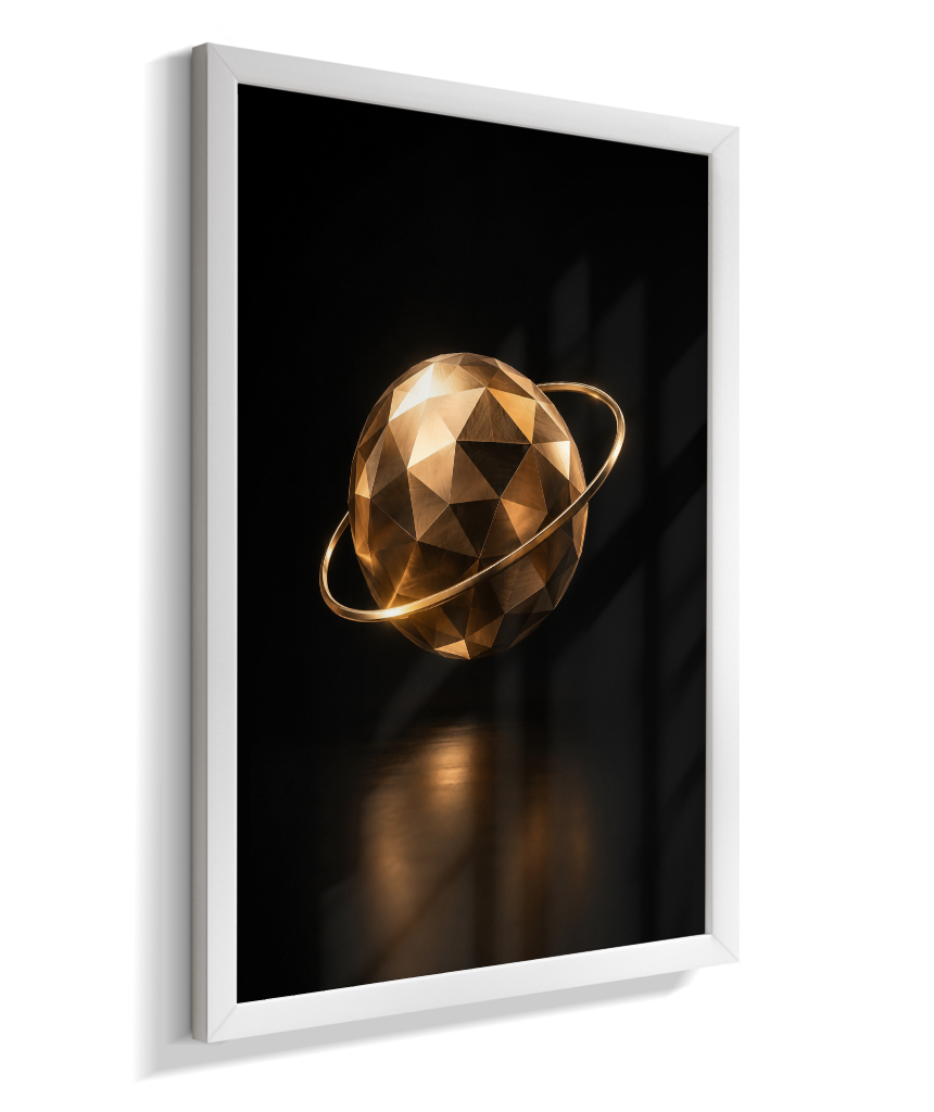 Esfera em Órbita — Bronze e Preto