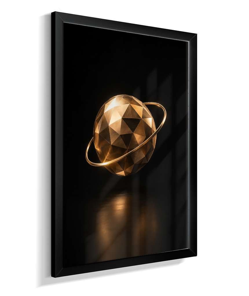 Esfera em Órbita — Bronze e Preto