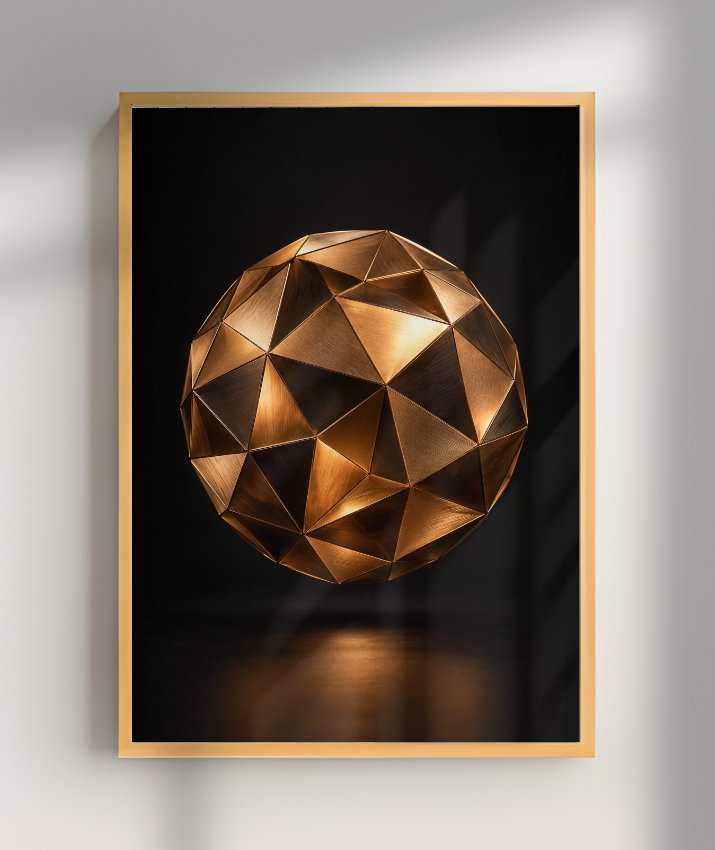 Esfera Facetada — Bronze e Preto