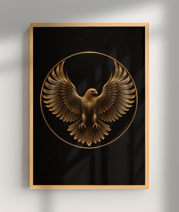 Águia em Linhas — Bronze e Preto