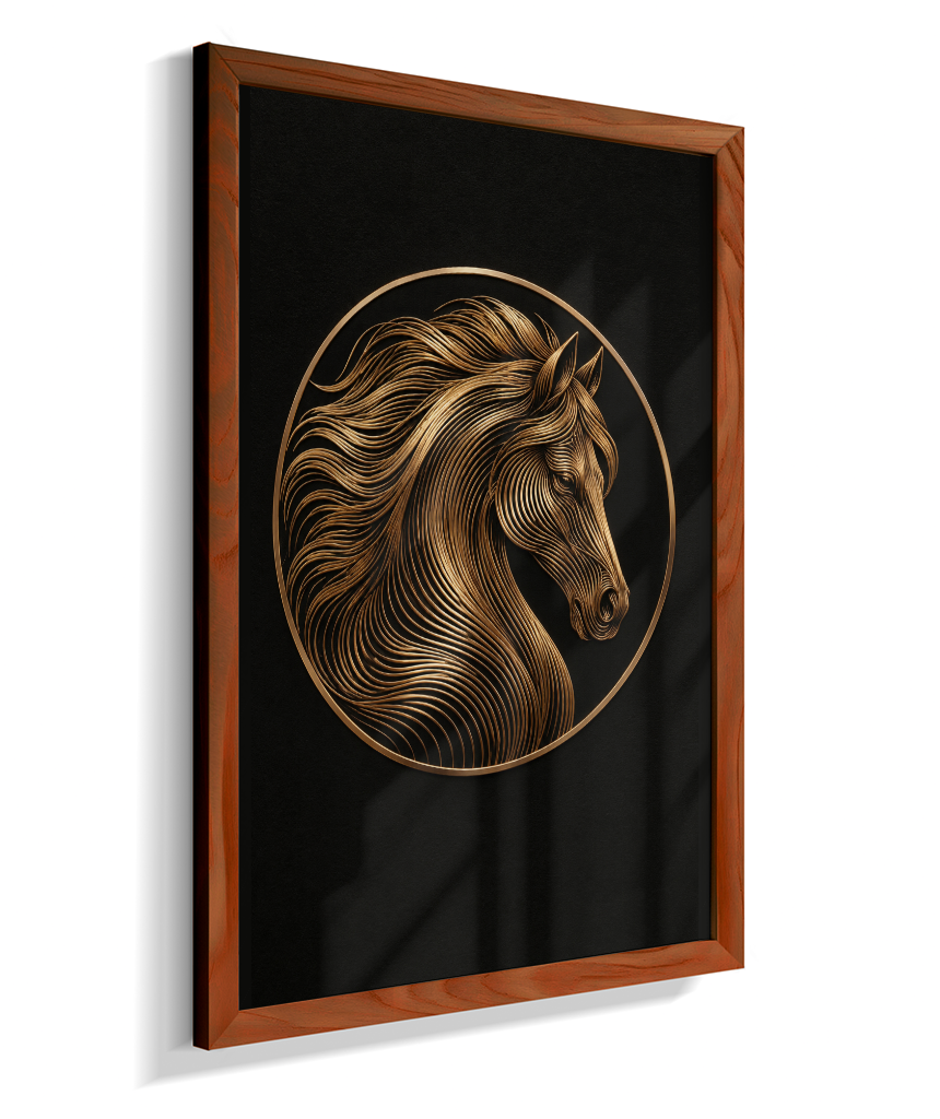 Cavalo em Linhas — Bronze e Preto