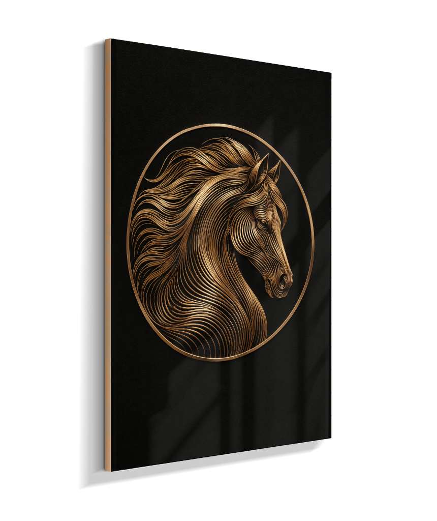 Cavalo em Linhas — Bronze e Preto
