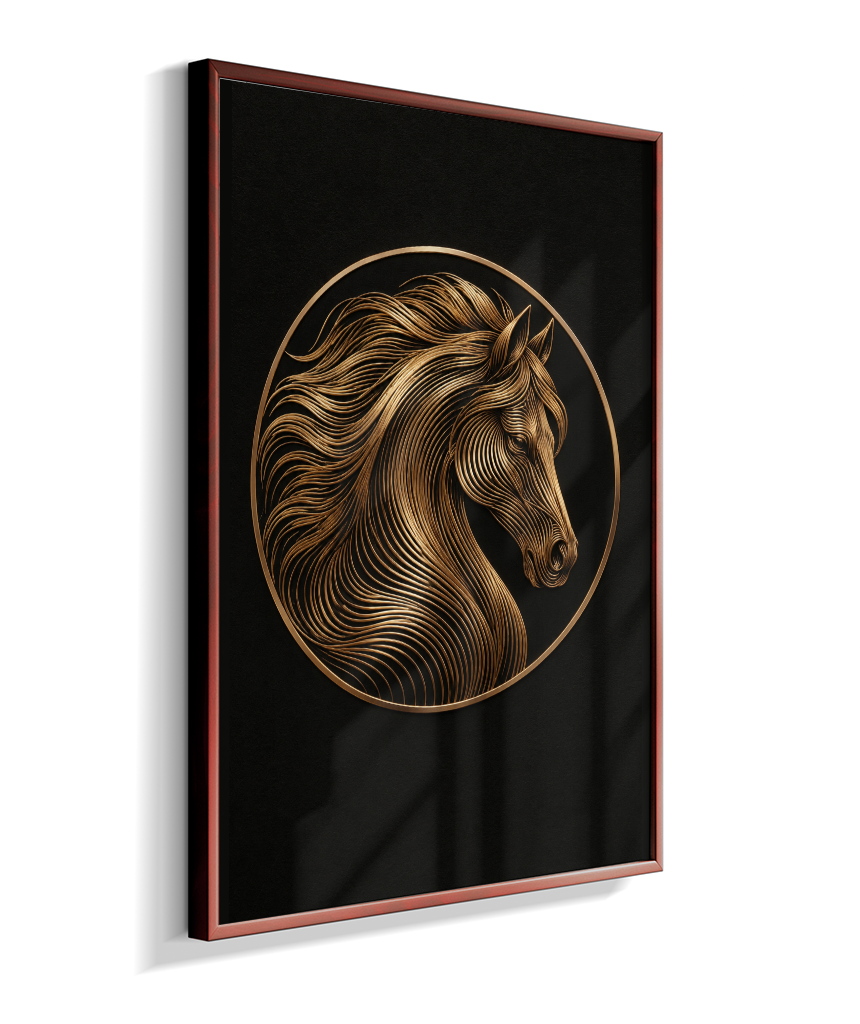 Cavalo em Linhas — Bronze e Preto