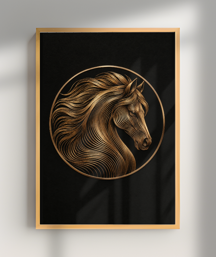 Cavalo em Linhas — Bronze e Preto
