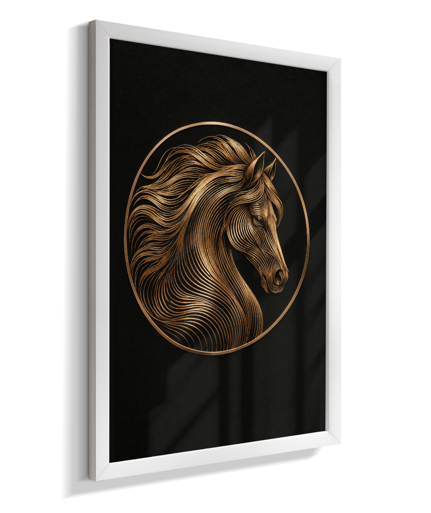 Cavalo em Linhas — Bronze e Preto