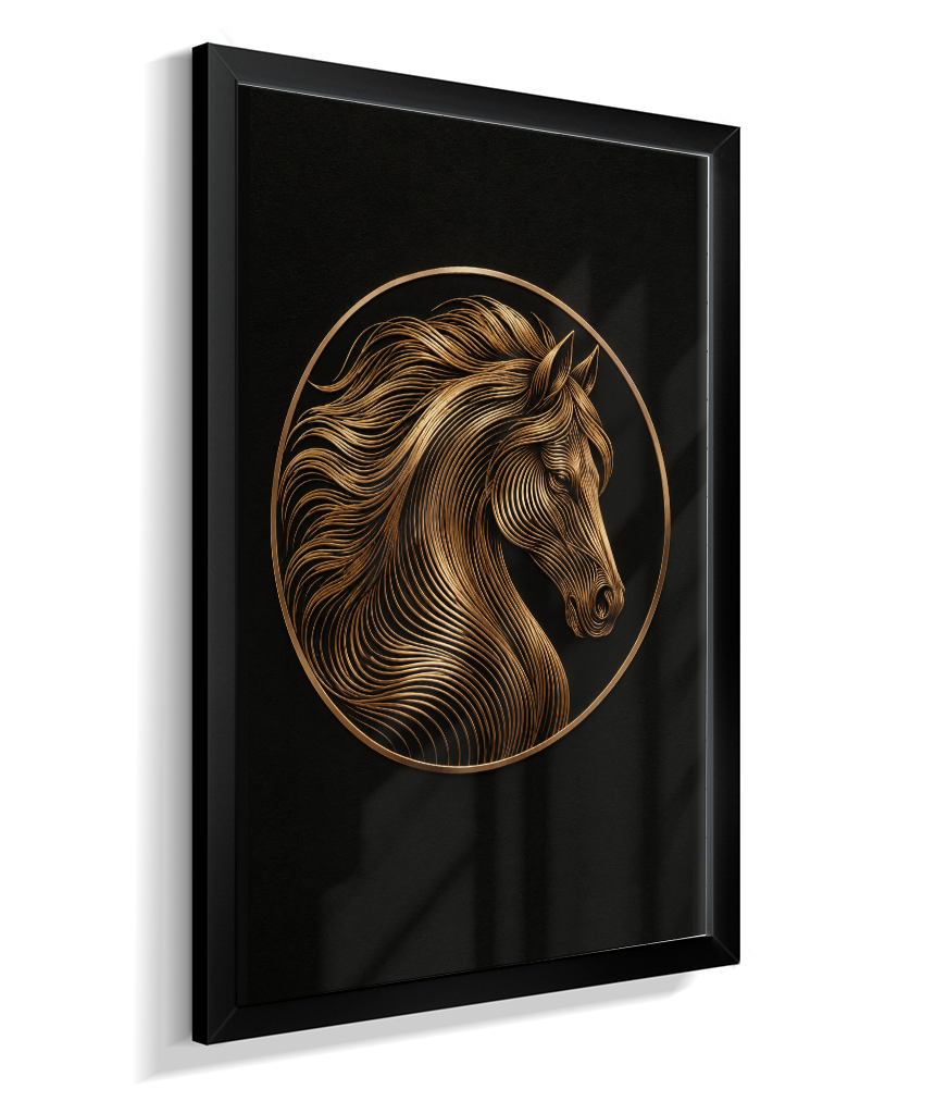 Cavalo em Linhas — Bronze e Preto