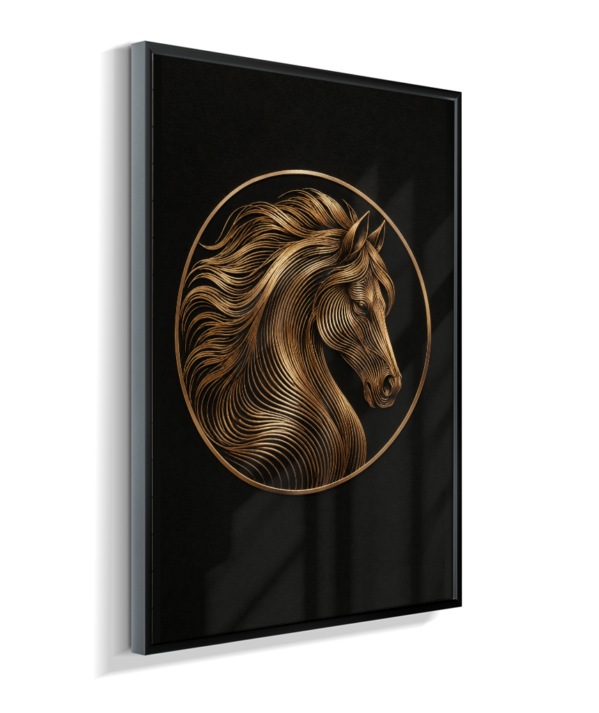 Cavalo em Linhas — Bronze e Preto