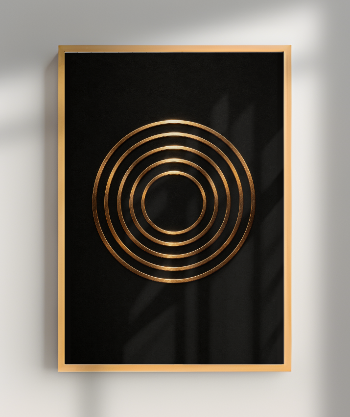 Círculos Concêntricos — Bronze e Preto