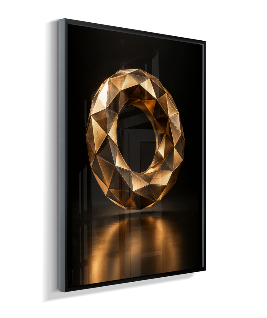 Anel Facetado — Bronze e Preto