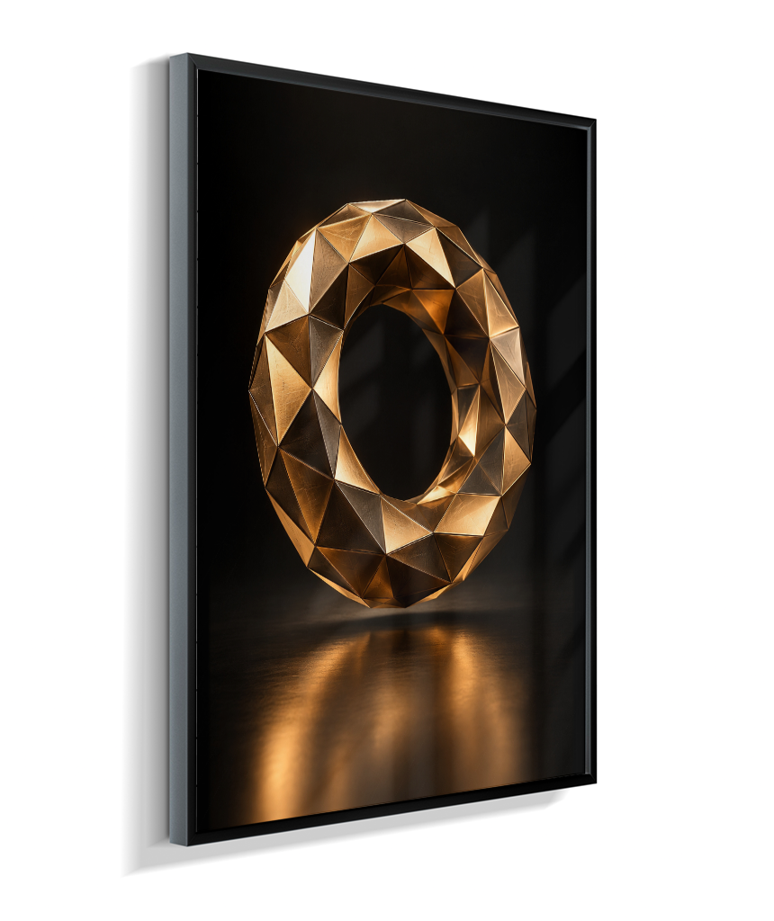 Anel Facetado — Bronze e Preto