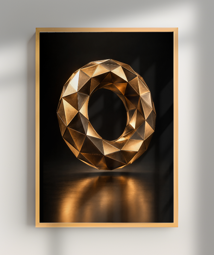 Anel Facetado — Bronze e Preto