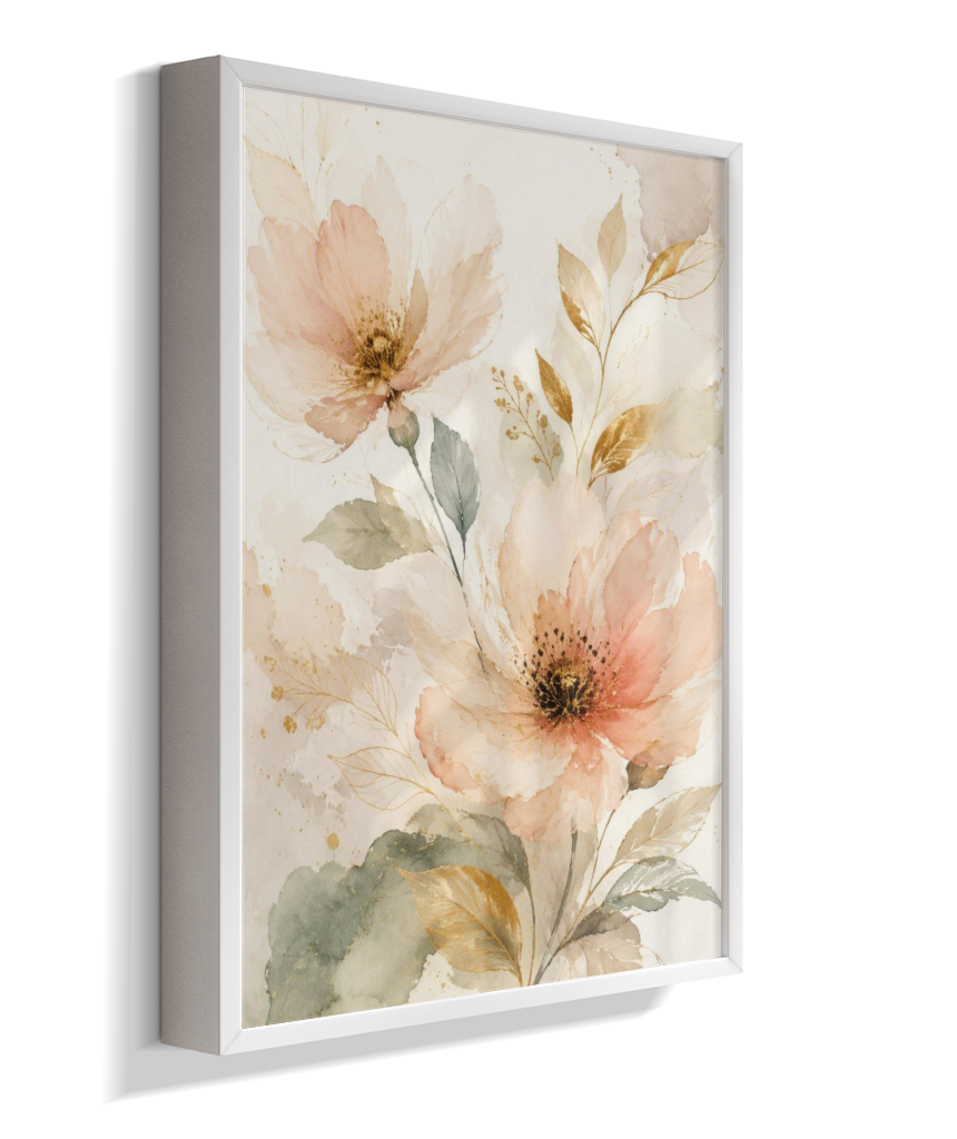 Quadro Decorativo Floral In Gold