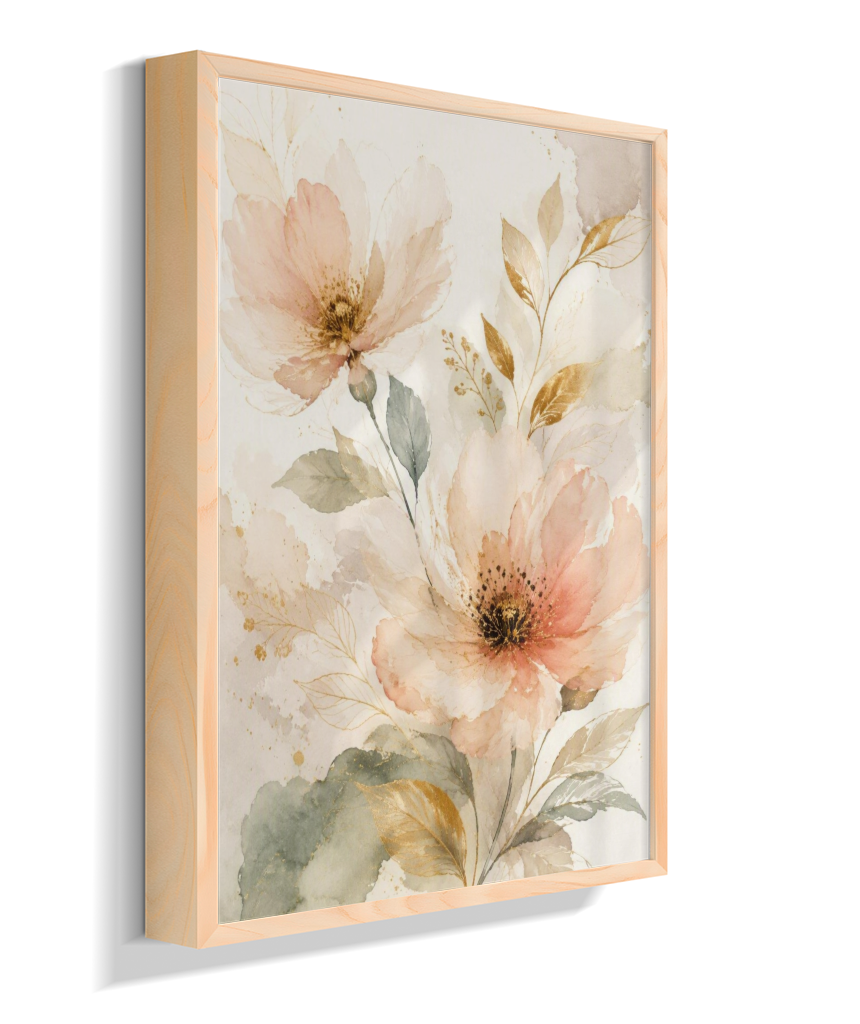 Quadro Decorativo Floral In Gold