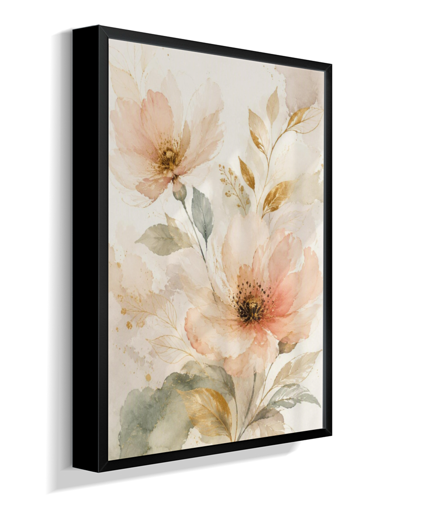 Quadro Decorativo Floral In Gold