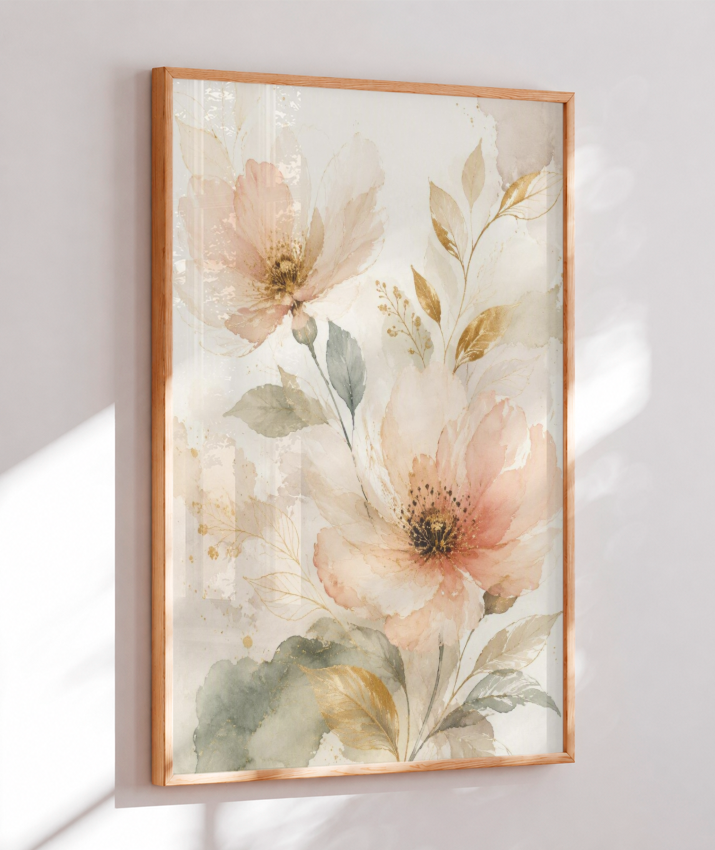 Quadro Decorativo Floral In Gold