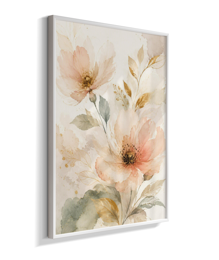 Quadro Decorativo Floral In Gold