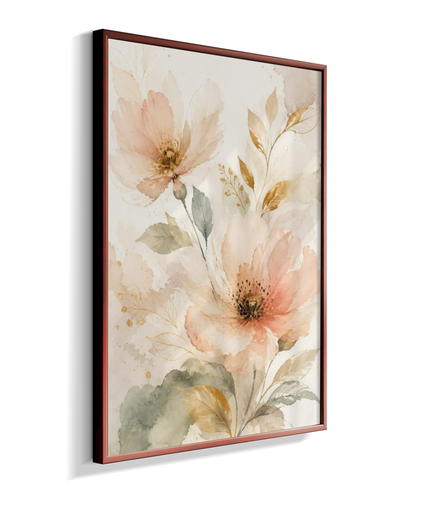 Quadro Decorativo Floral In Gold