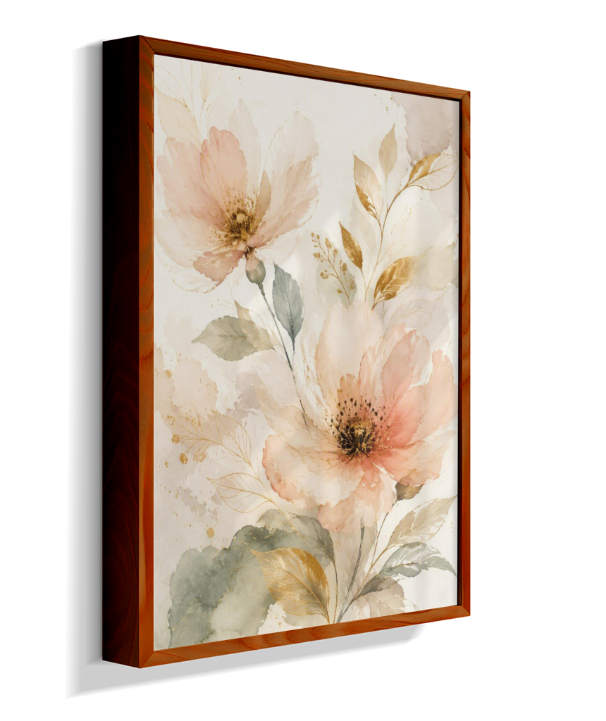Quadro Decorativo Floral In Gold