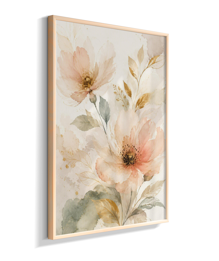 Quadro Decorativo Floral In Gold