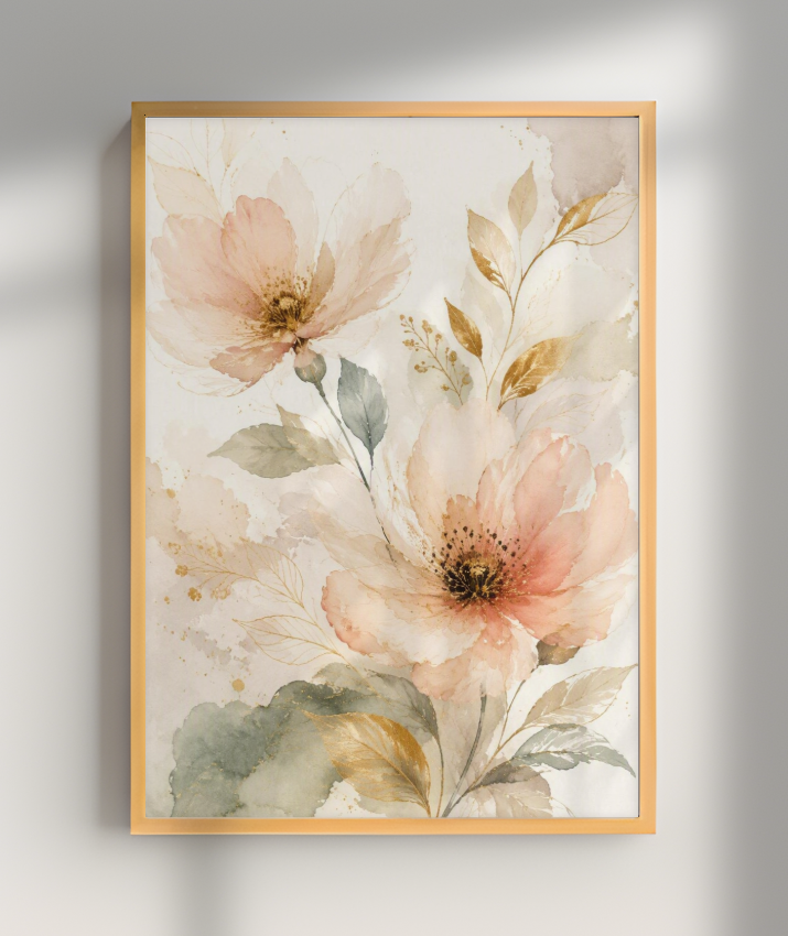 Quadro Decorativo Floral In Gold