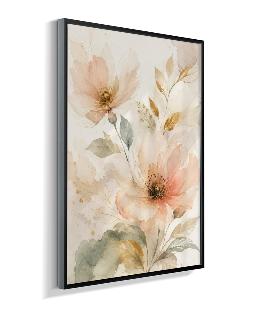 Quadro Decorativo Floral In Gold