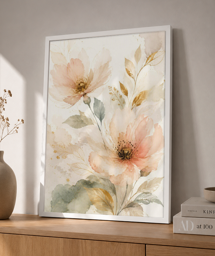 Quadro Decorativo Floral In Gold