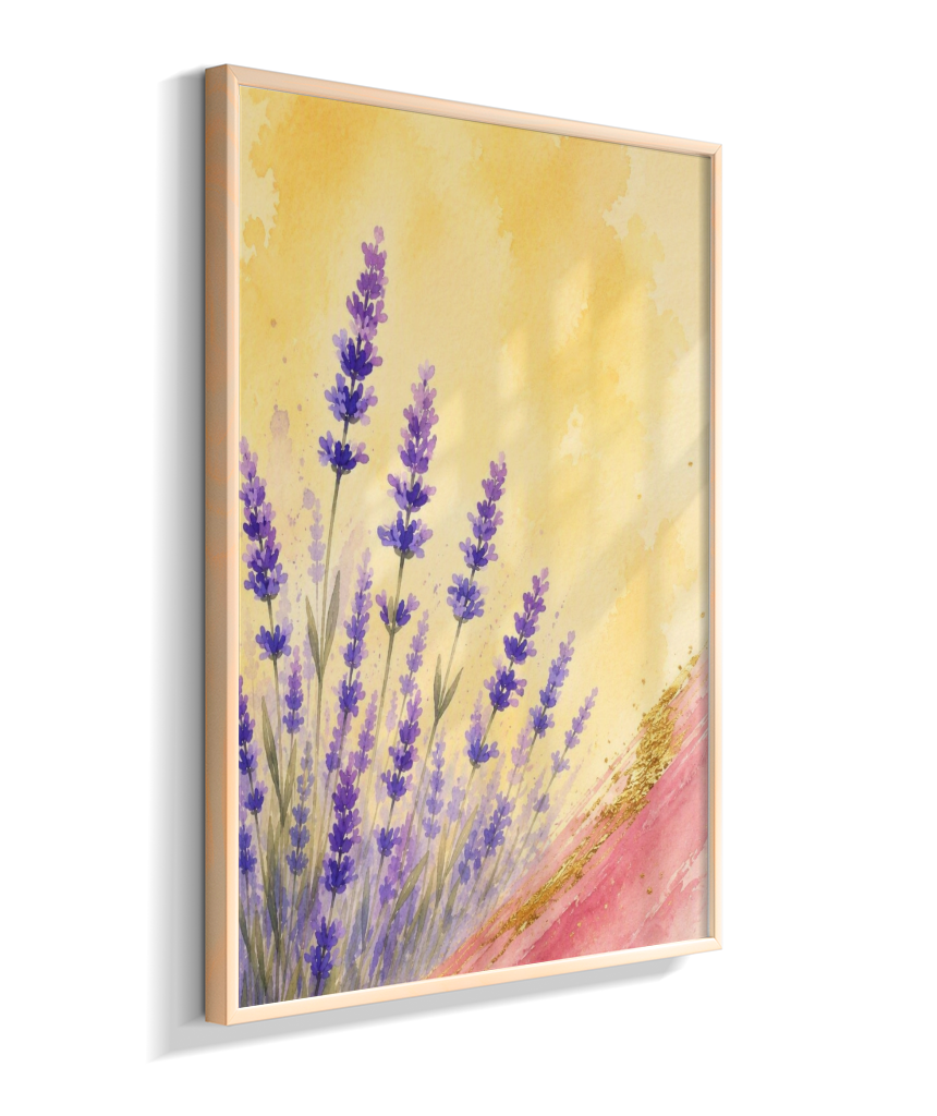 Quadro Decorativo Lavanda em Aquarela