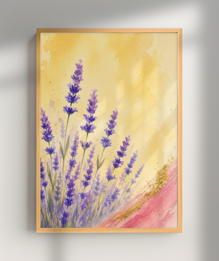 Quadro Decorativo Lavanda em Aquarela