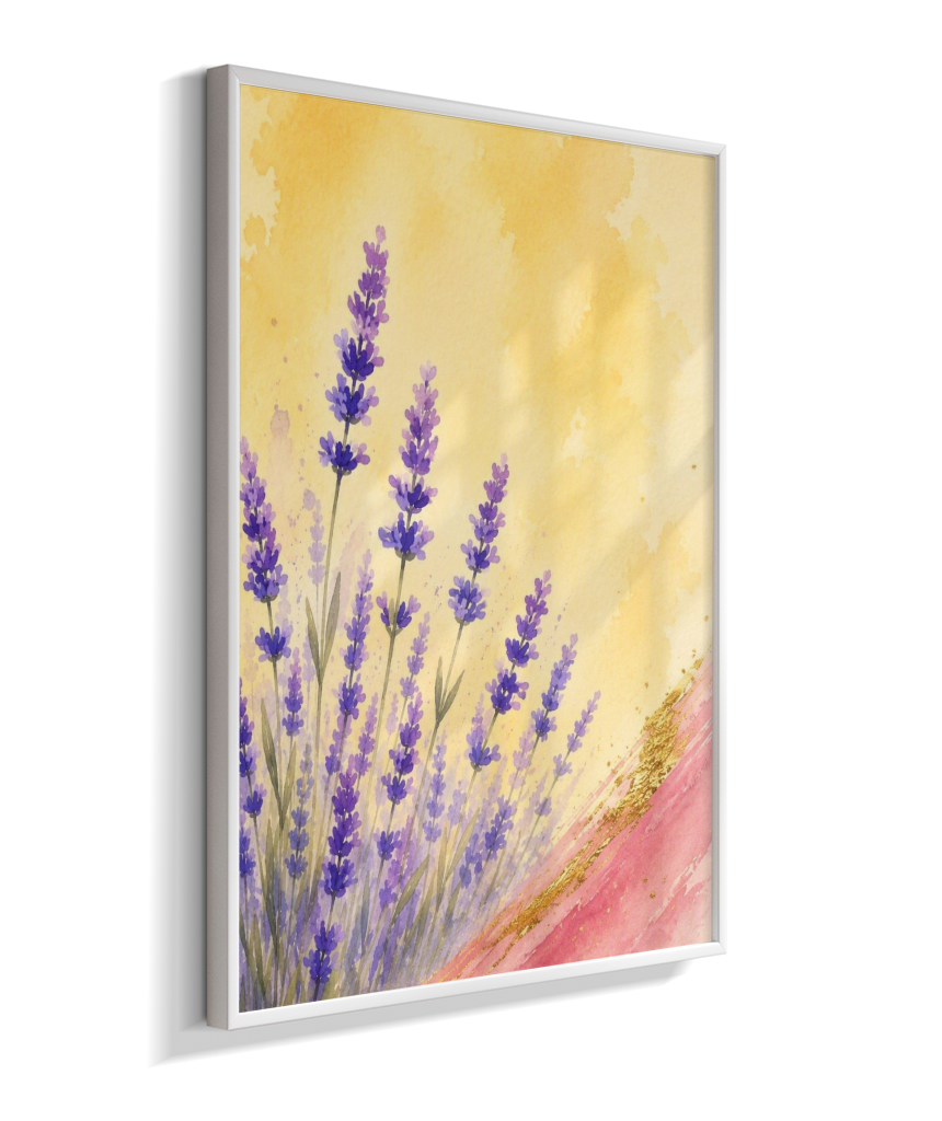 Quadro Decorativo Lavanda em Aquarela