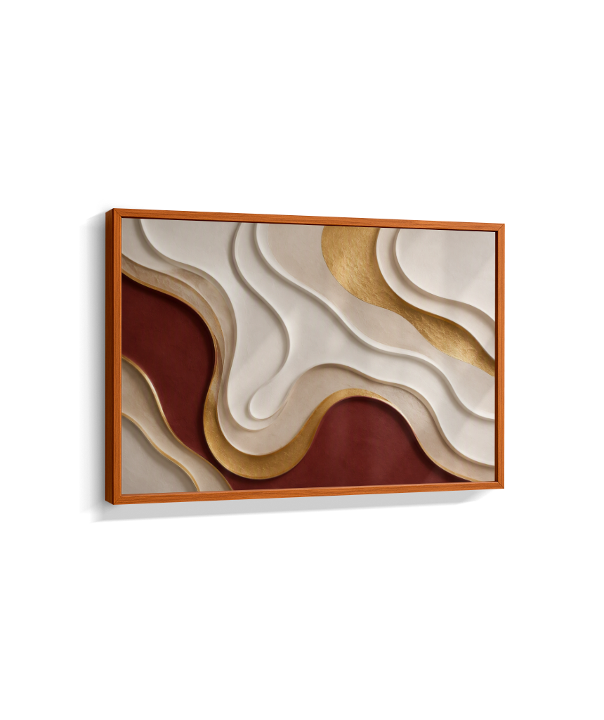 Quadro Retangular Horizontal Sinuosidade Marsala