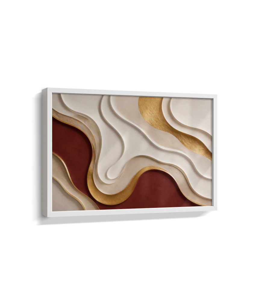 Quadro Retangular Horizontal Sinuosidade Marsala