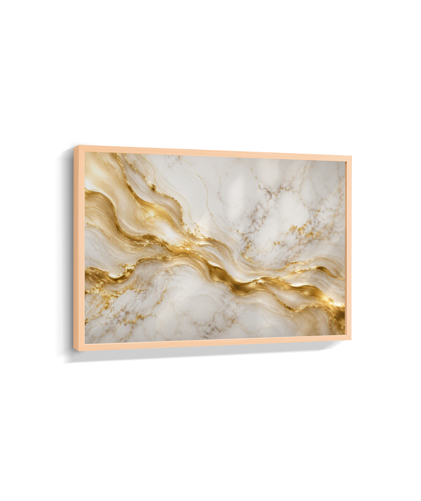 Quadro Retangular Horizontal Mármore Dourado