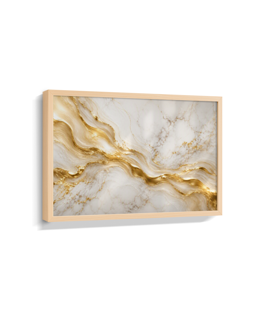 Quadro Retangular Horizontal Mármore Dourado