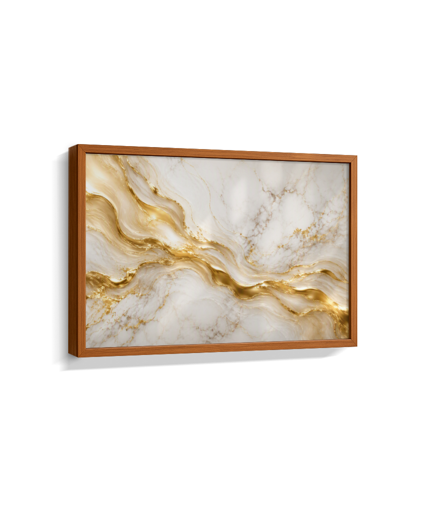 Quadro Retangular Horizontal Mármore Dourado